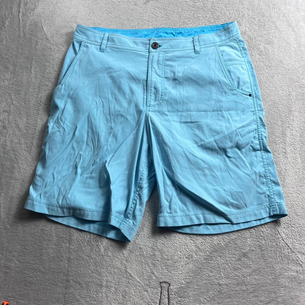 Lululemon Commission Shorts Mens 35 Light Blue Chino Technical Casual 9 Inseam